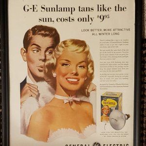 Framed Vintage 1955 GE General Electric Sunlamp Ad